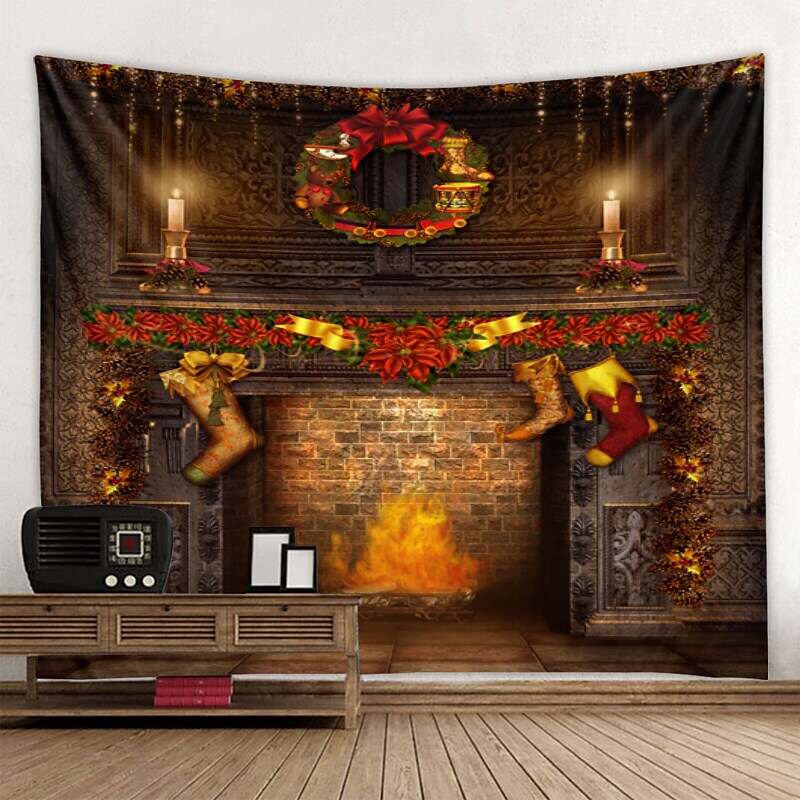 Christmas Santa Claus Holiday Party Wall Tapestry Art Decor