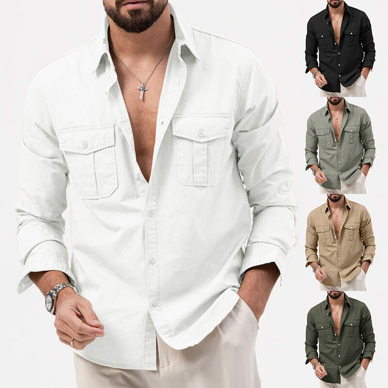 The latest men's long-sleeved V-neck knitted shirt, warm, comfortable and easy to clean - Buy 3 and get free shipping