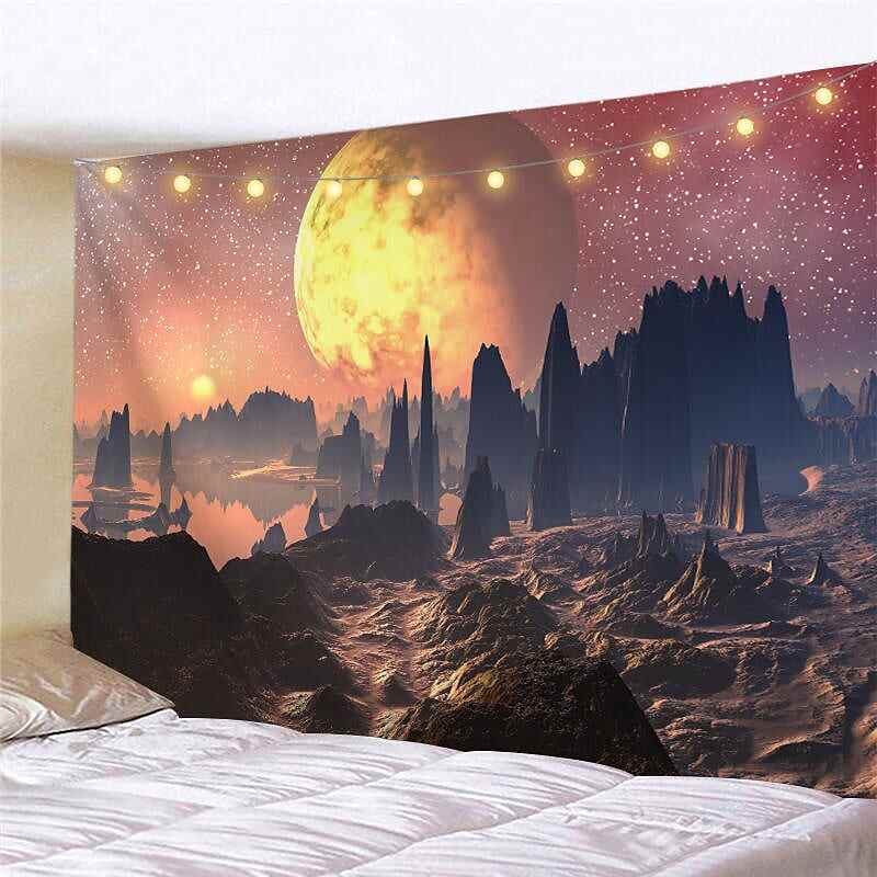 Landscape LED Lights Wall Tapestry Art Decor Galaxy Universe Print