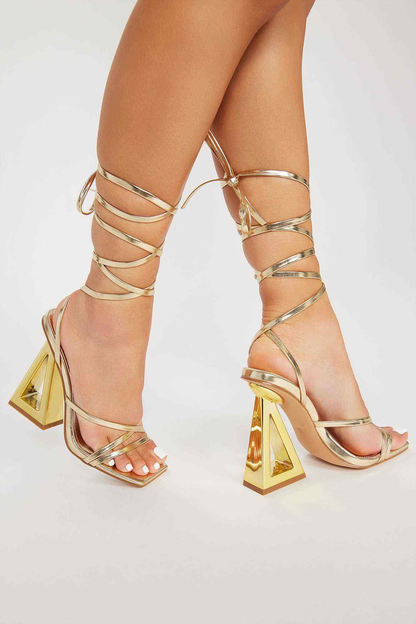 Stay Winning Wrap Up Heels   Gold