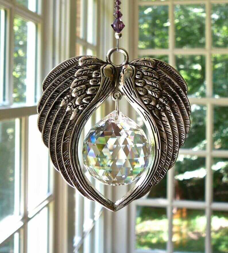 ANGEL WINGS  Crystal and Pewter Wings Suncatcher