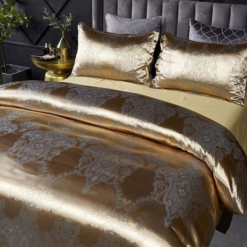 Luxury Jacquard Satin Duvet Cover Set Quilt Bedding Sets Comforter Cover