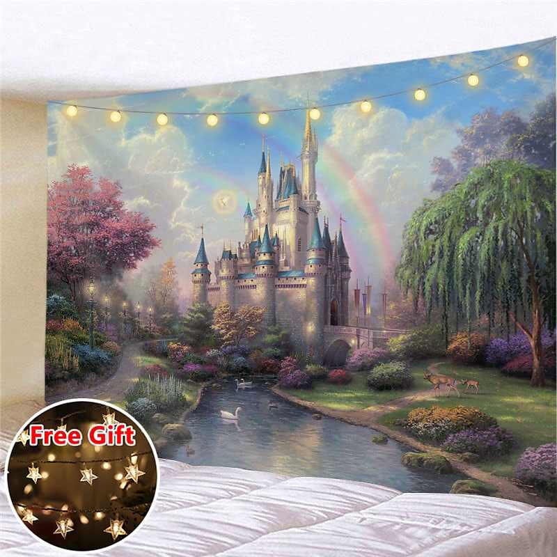 Landscape LED Lights Wall Tapestry Art Decor Fairytale Print