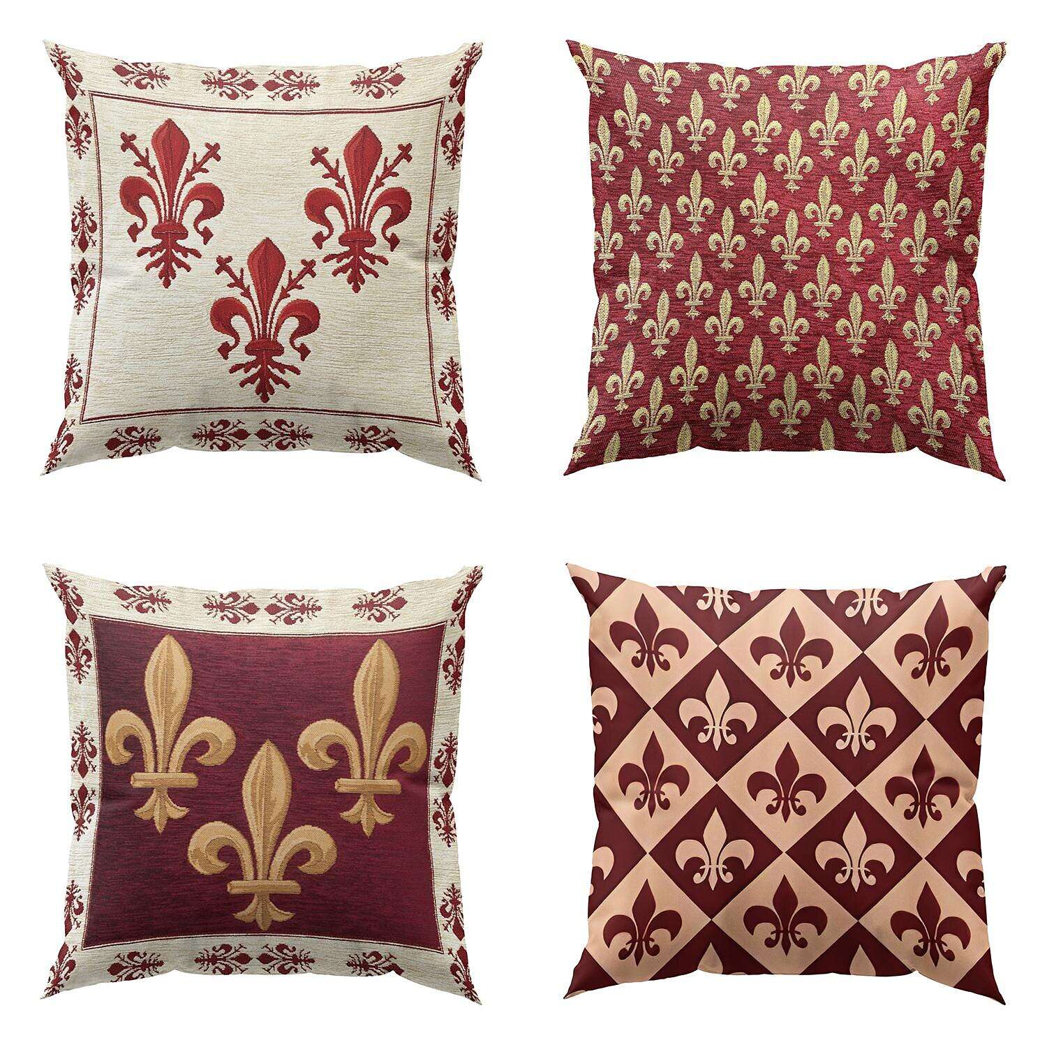 Fleur de Lis Double Side Pillow Cover 4PC