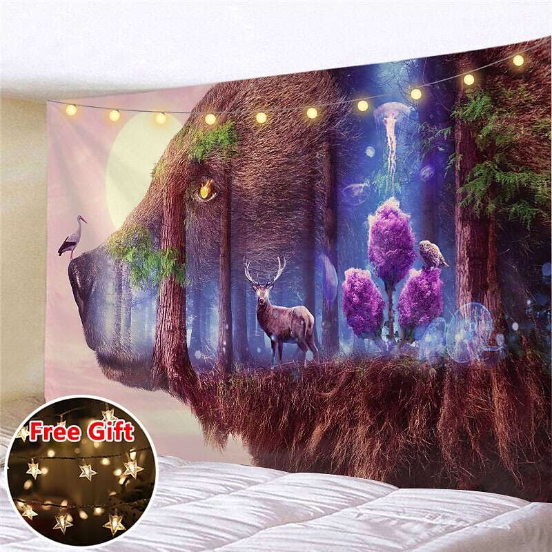 Landscape LED Lights Wall Tapestry Art Decor Fairytale Print