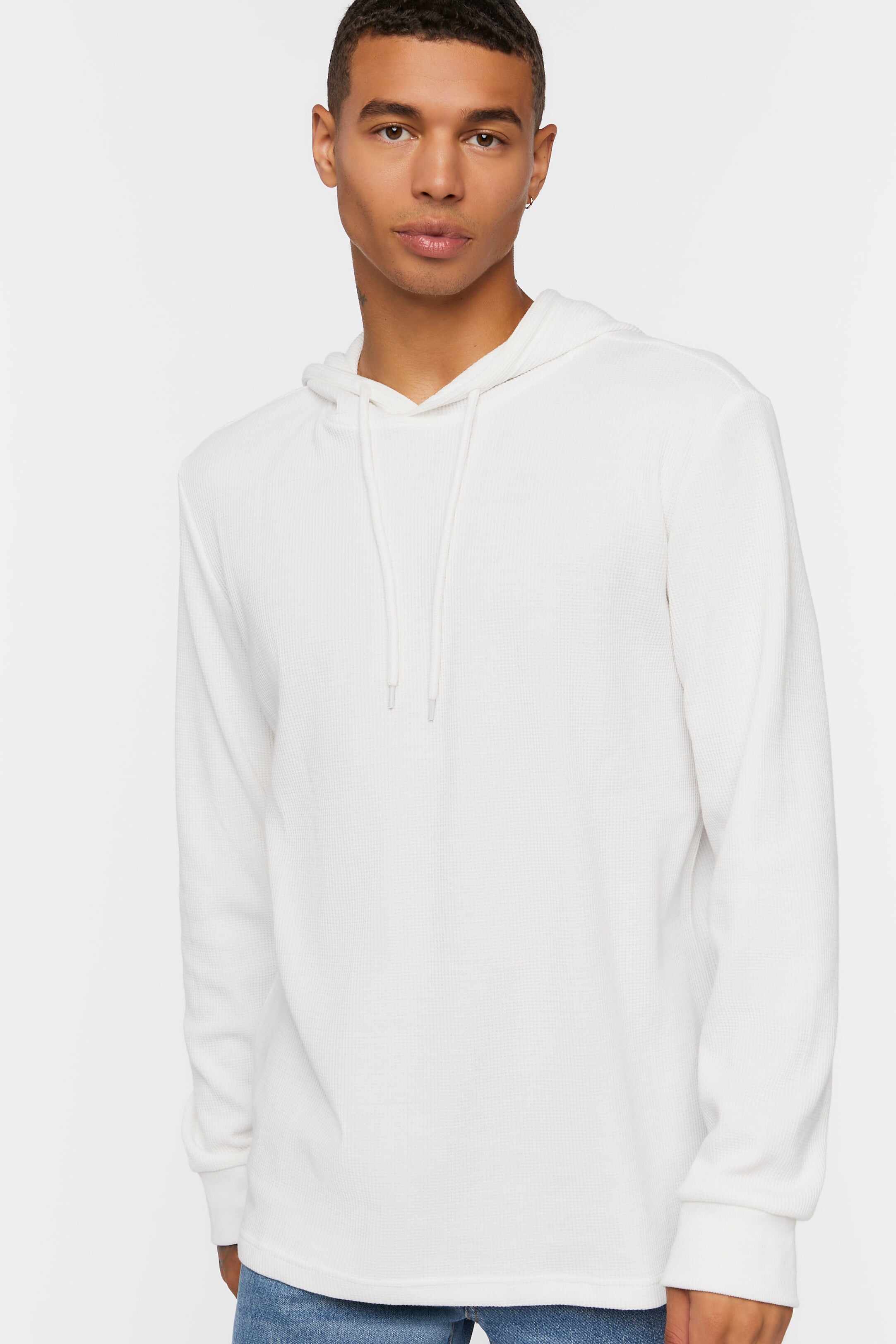 Men Apparel | Basic Drawstring Hoodie Cream Forever21 - BB07219