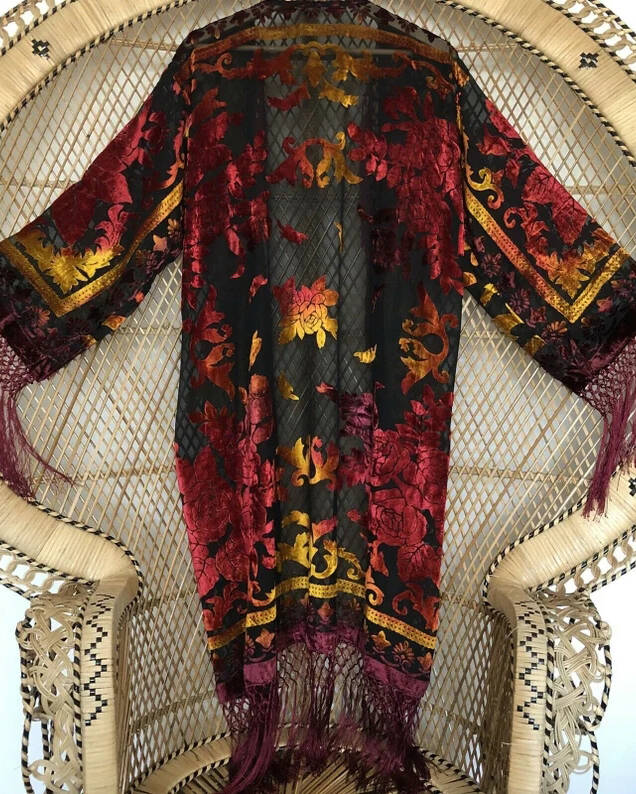 Vintage Lace Kimono Flow Velvet Cardigan