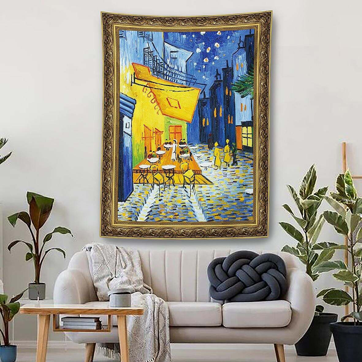 Van Gogh Wall Tapestry Art Decor Famous Painting Café Terrace at Night