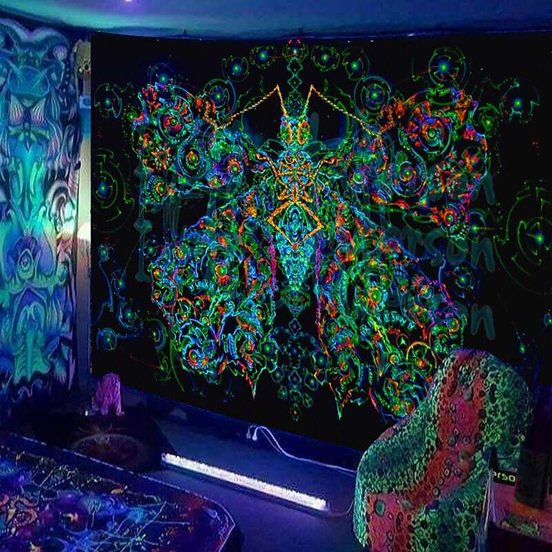 Blacklight Trippy Tapestry UV Reactive Psychedelic Tapestry