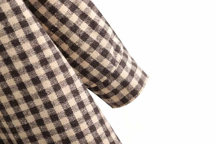 Coffee Color Plaid Length Shirt Jacket