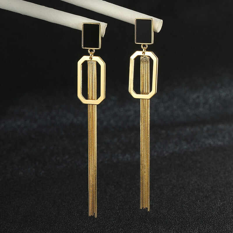 Long Tassel Geometric Drop Earrings Gold Color 2021 Fashion Hanging Women Earrings Summer Jewelry Girls Party Gift