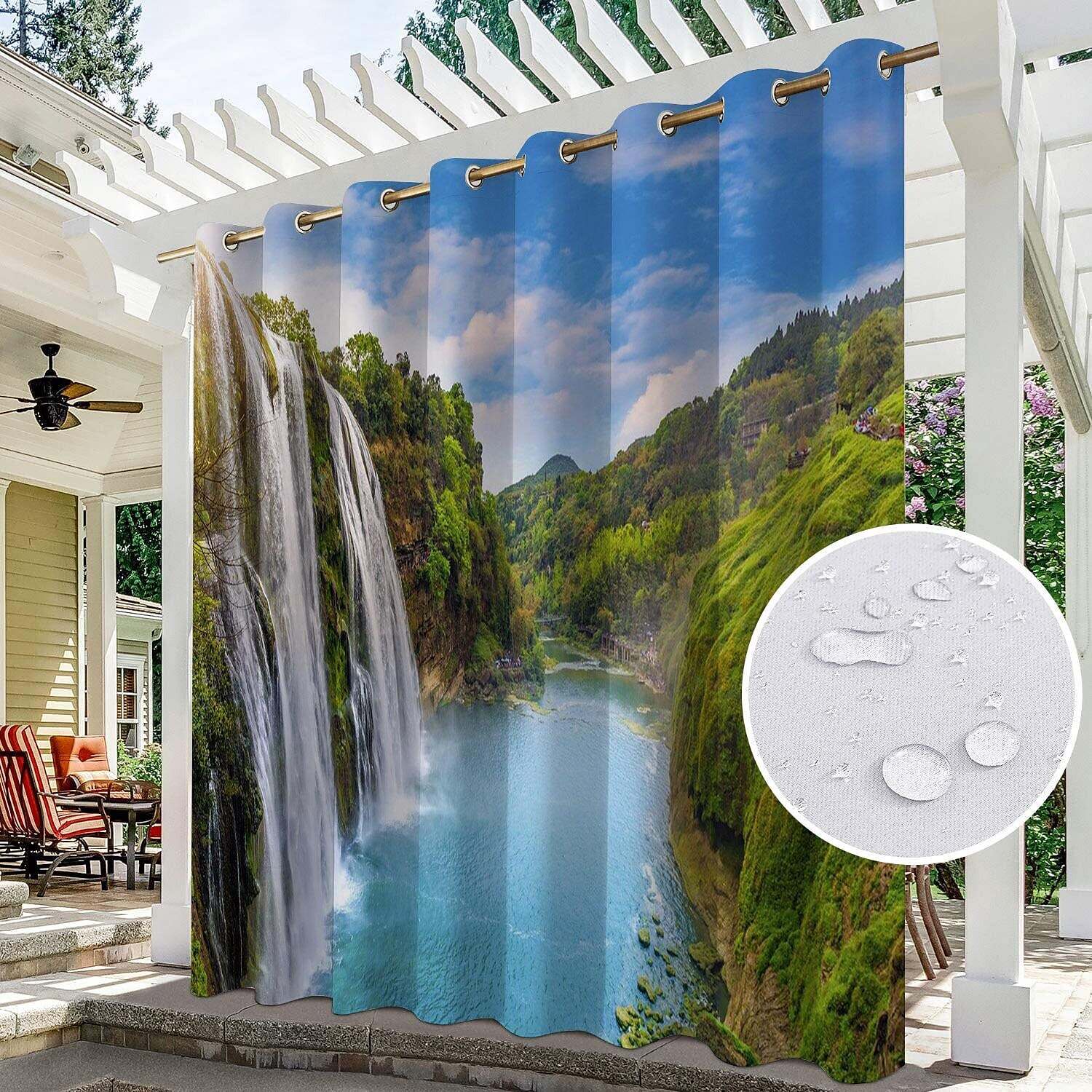 2 Panels Outdoor Curtain Privacy Waterproof