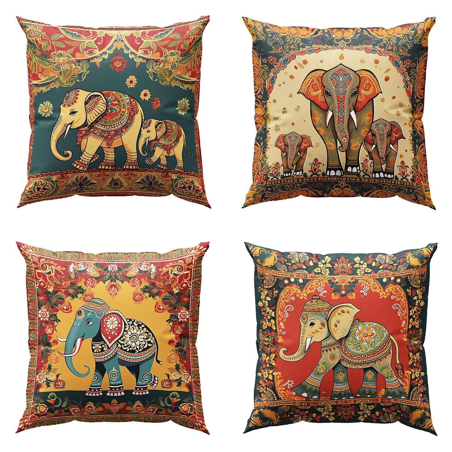 Ethnic Elephant Pillow Cover 4PC