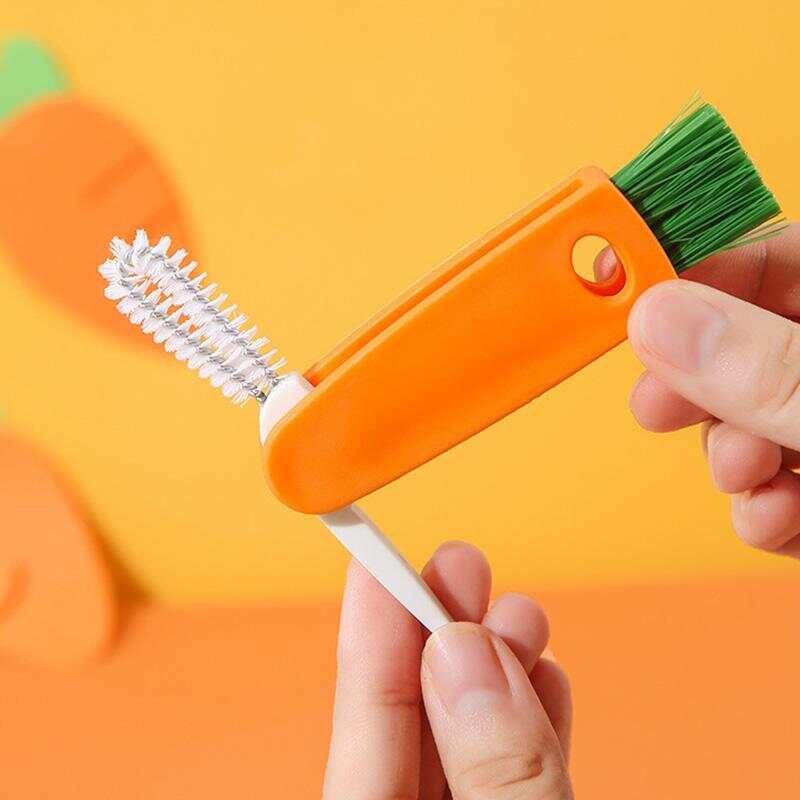 Cleaning Brush,Beveled Corner Versatile Cleaning Brush Hand Held Radish Shape 3 In 1 Cleaning Brush