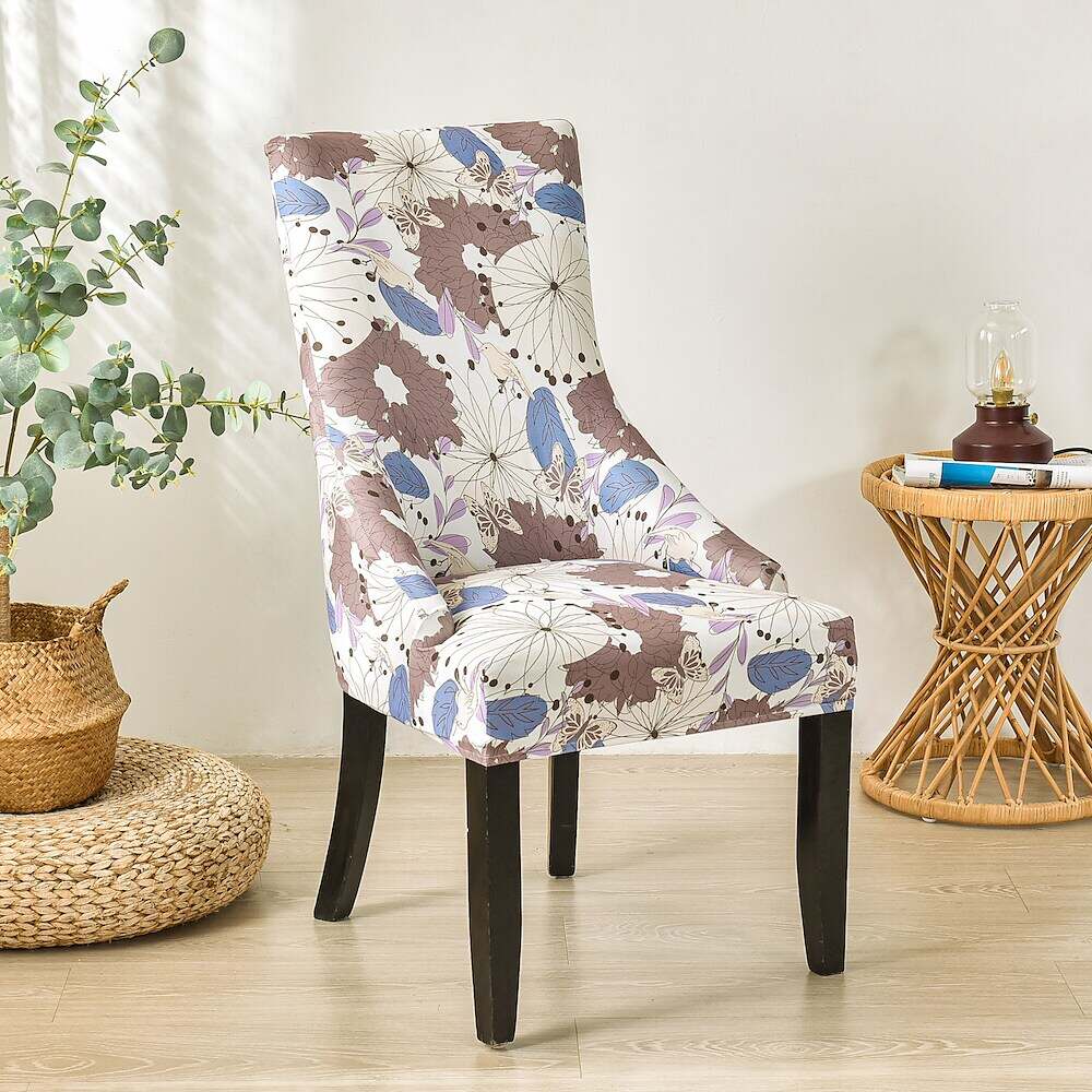 Stretch Wingback Chair Cover Boho/Flower Pattern