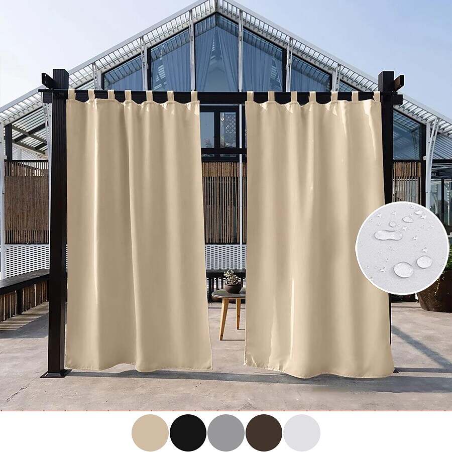 2 Panels Outdoor Curtain Privacy Waterproof