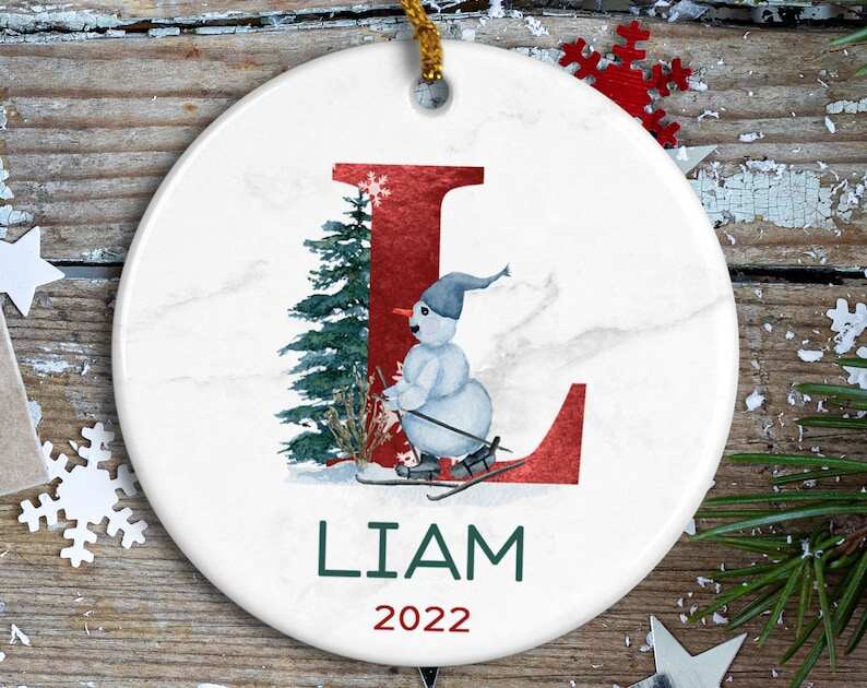 Personalized Ornament Name, Family Christmas Ornament, Monogram Alphabet Ornament, Custom Initial Ornament