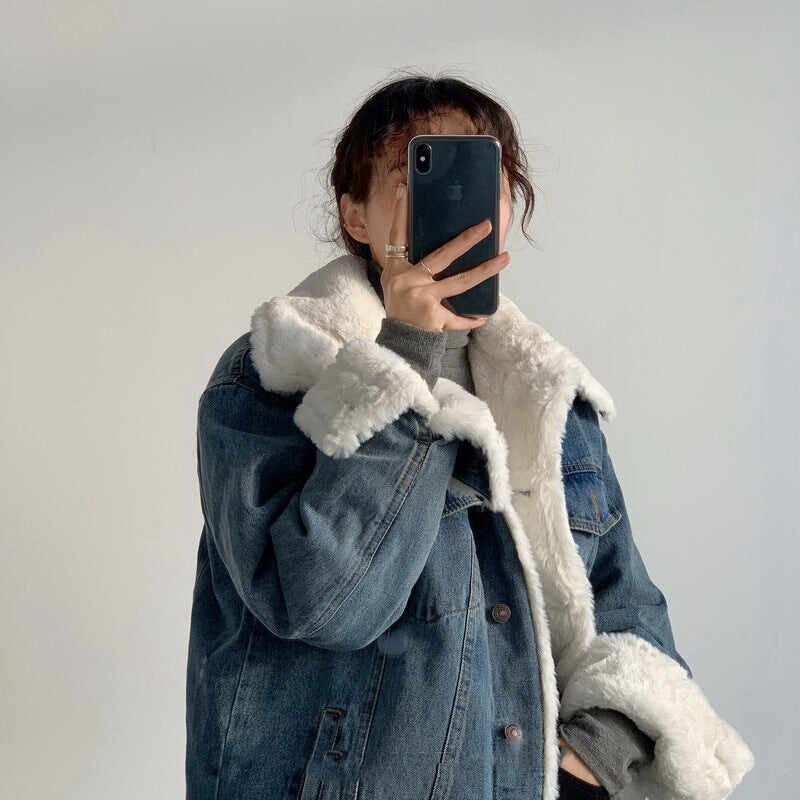 Wool Denim Jacket Women Short