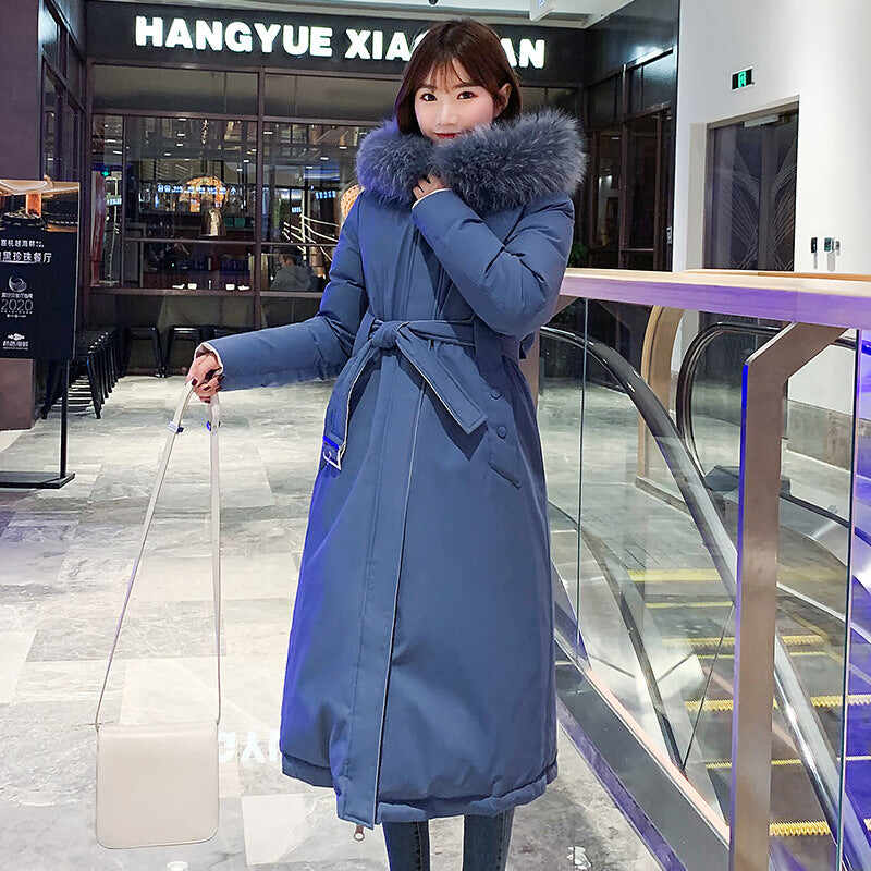 Ladies over-the-knee slim padded jacket