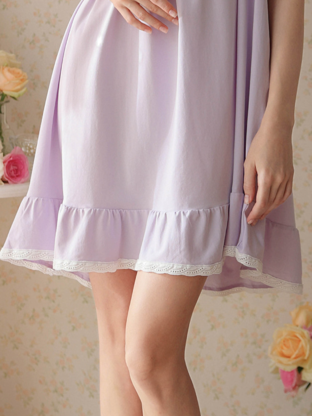 Simple Plain Cotton Floral Others Nightdress