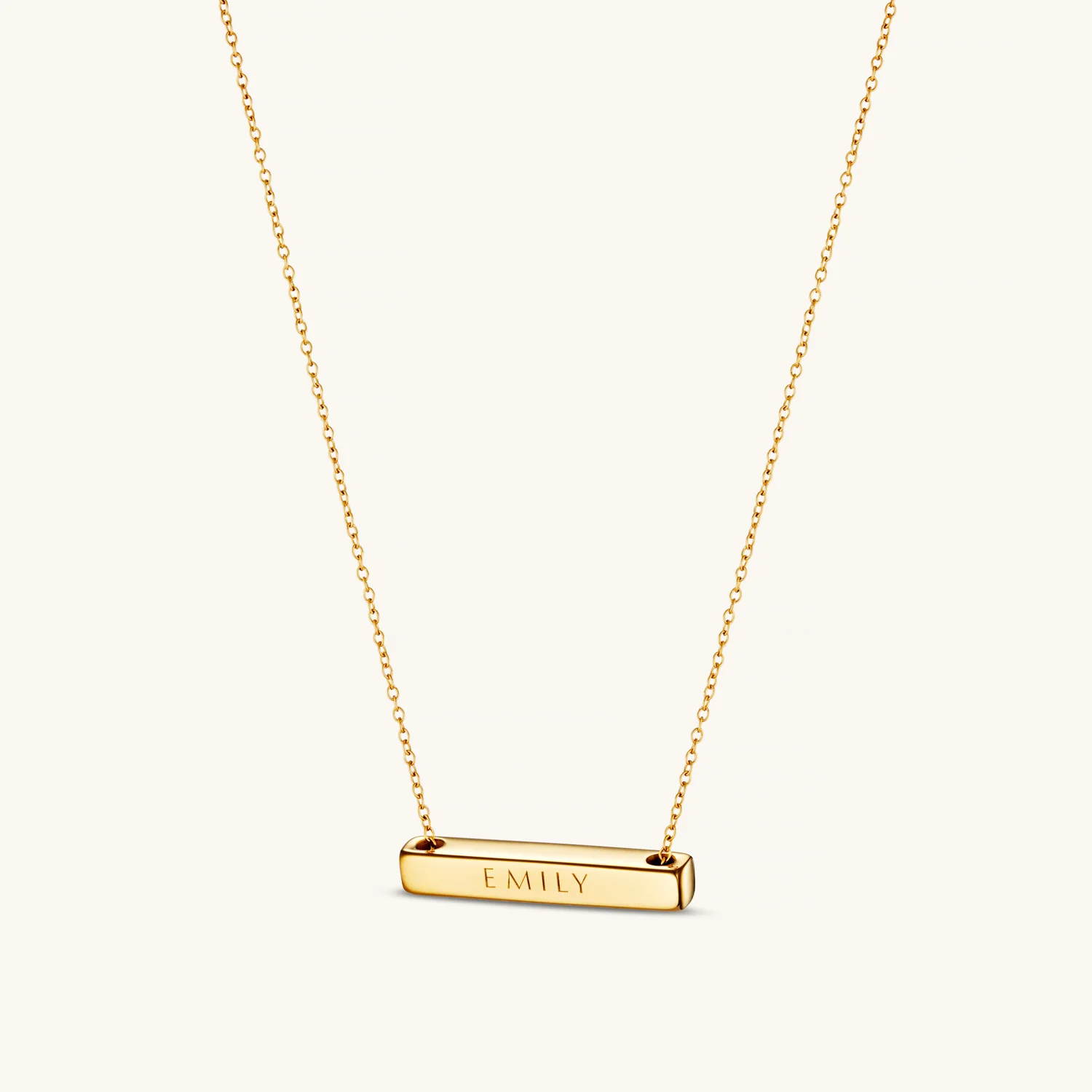 3cm Letter Bar Necklace in Gold Horizontal