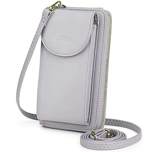 S-ZONE PU Leather RFID Blocking Crossbody Cell Phone Bag for Women Wallet Purse