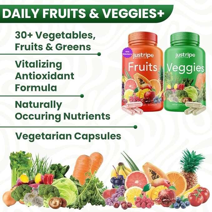 Fruits and Veggies Supplement - 90 Fruit and 90 Vegetable Capsules