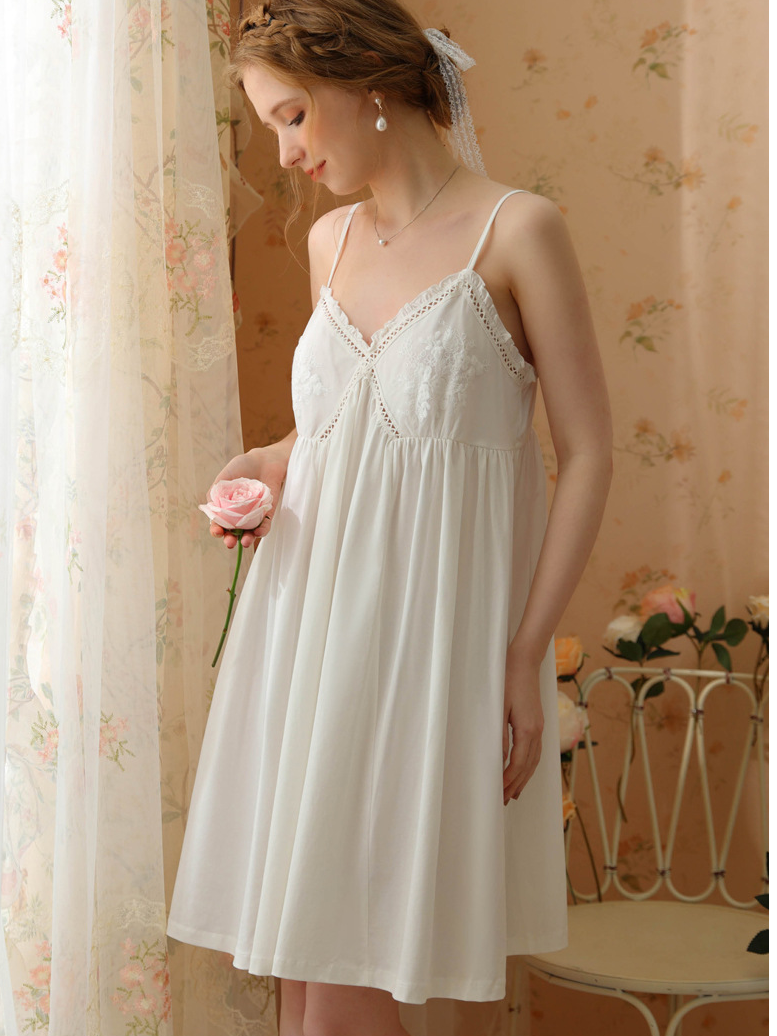 Cotton Simple V Neck Nightdress