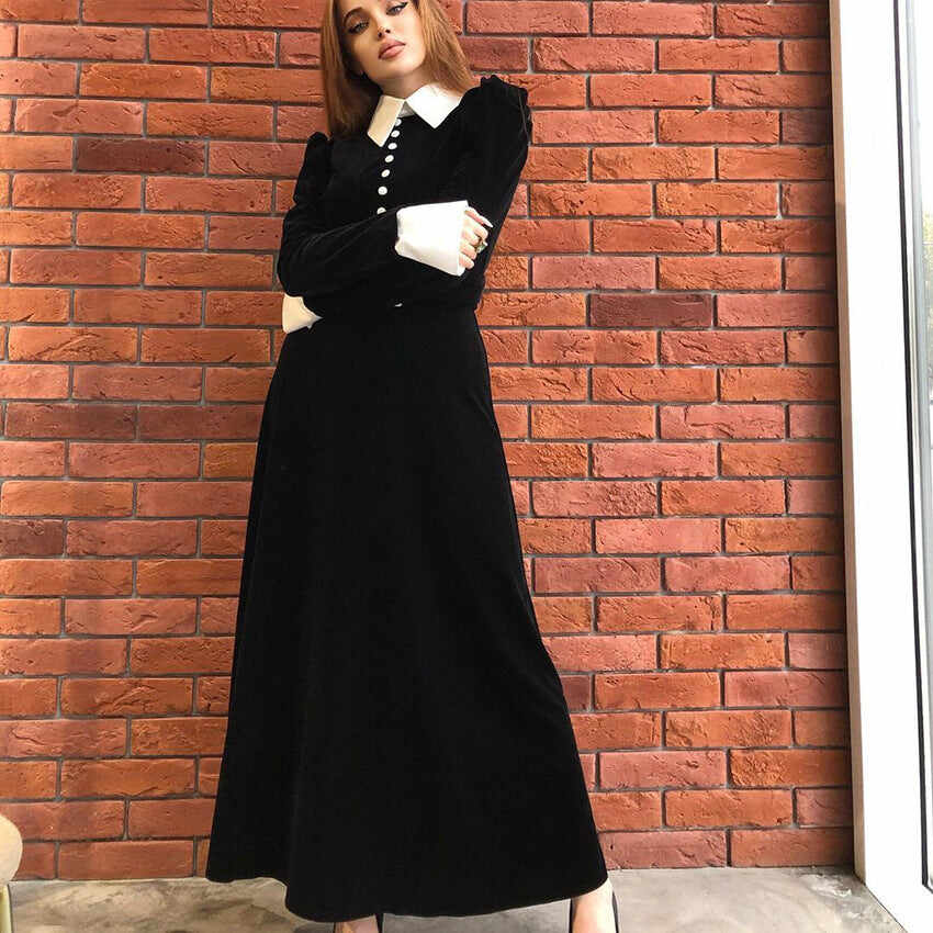 Elegant Shirt Puff Sleeve Dress