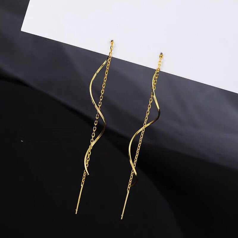 Vintage Long Tassel Geometric Square Drop Earrings For Women Korean Long Thread Dangle Earring Fashion Jewelry Oorbellen Brincos