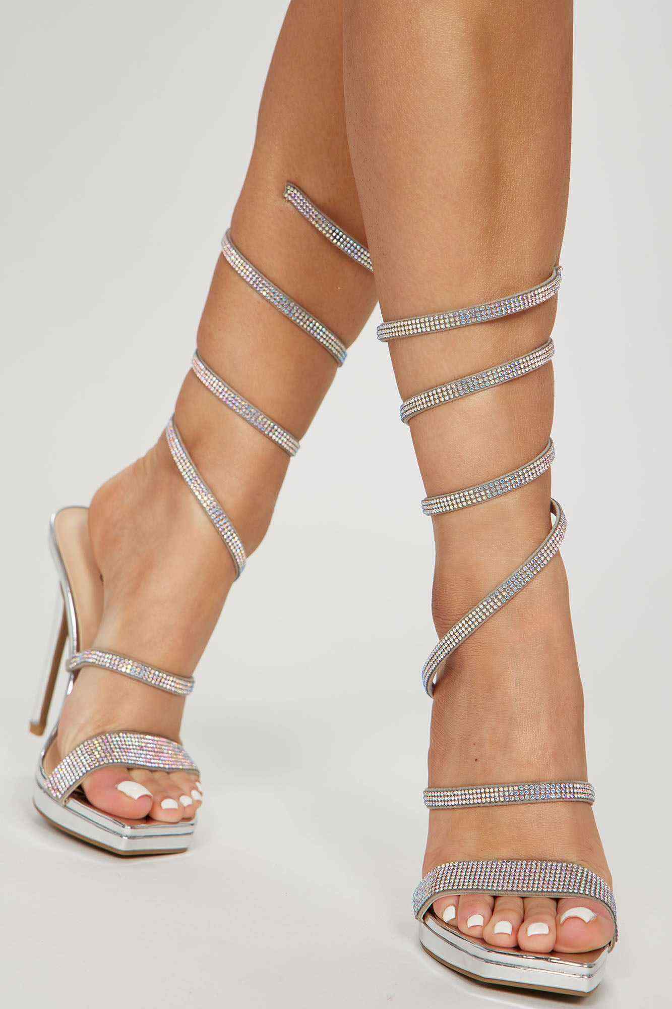 Bring Out The Wild Side Heeled Sandals   Silver