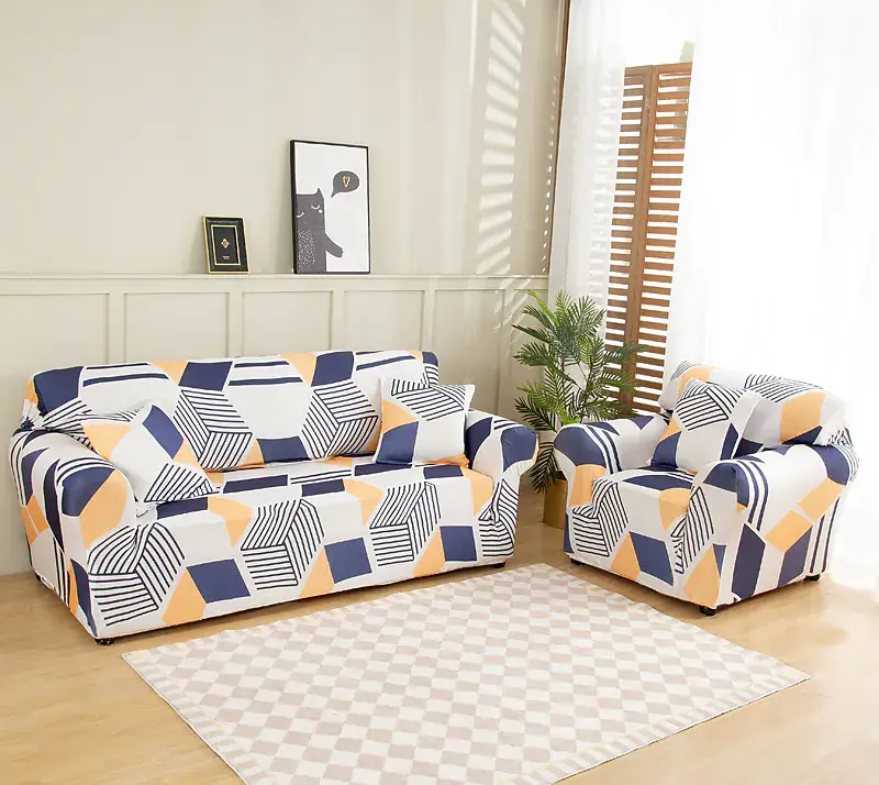 Stretch Sofa Cover Slipcover Geometric Pattern