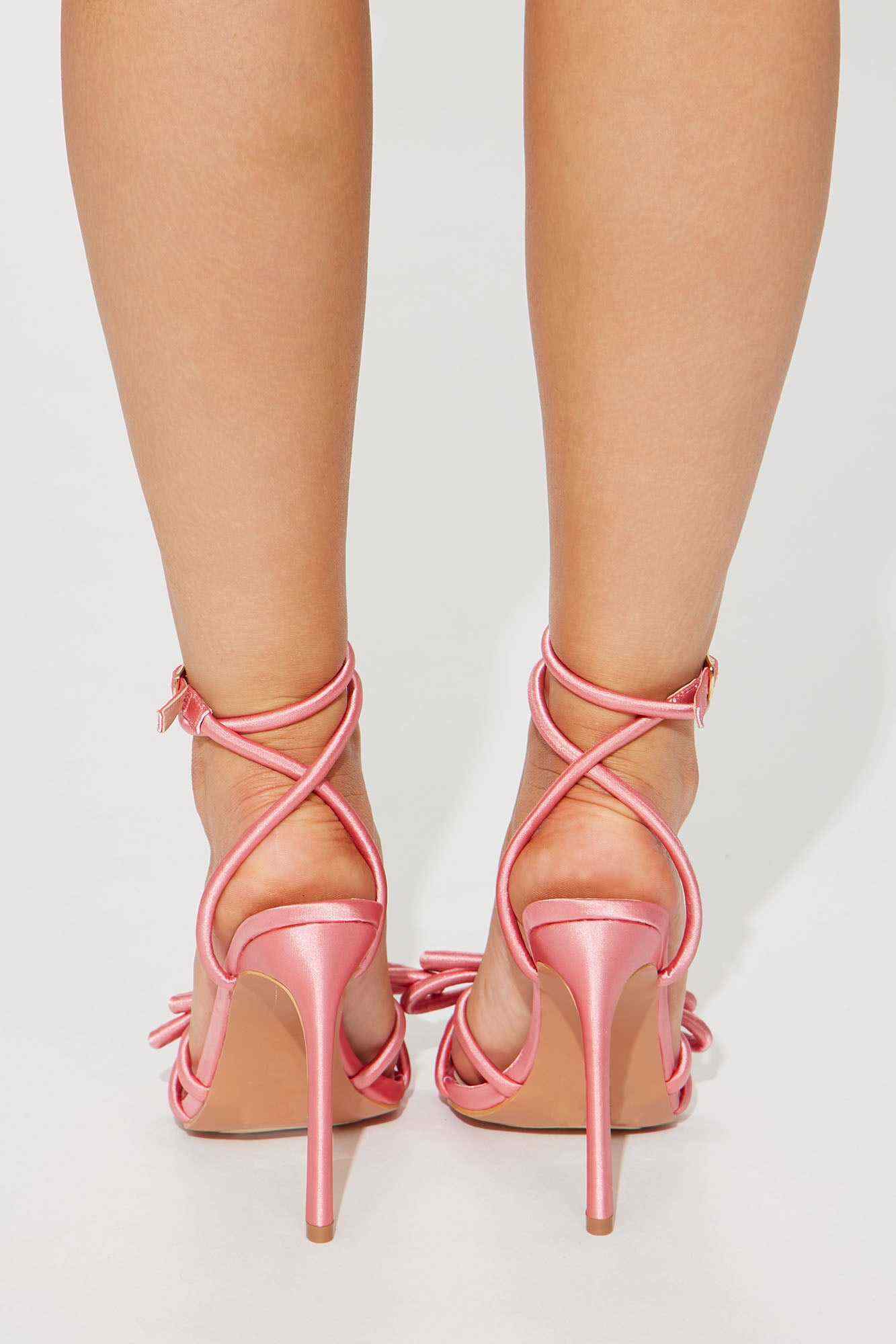 April Satin Bow Heels   Pink