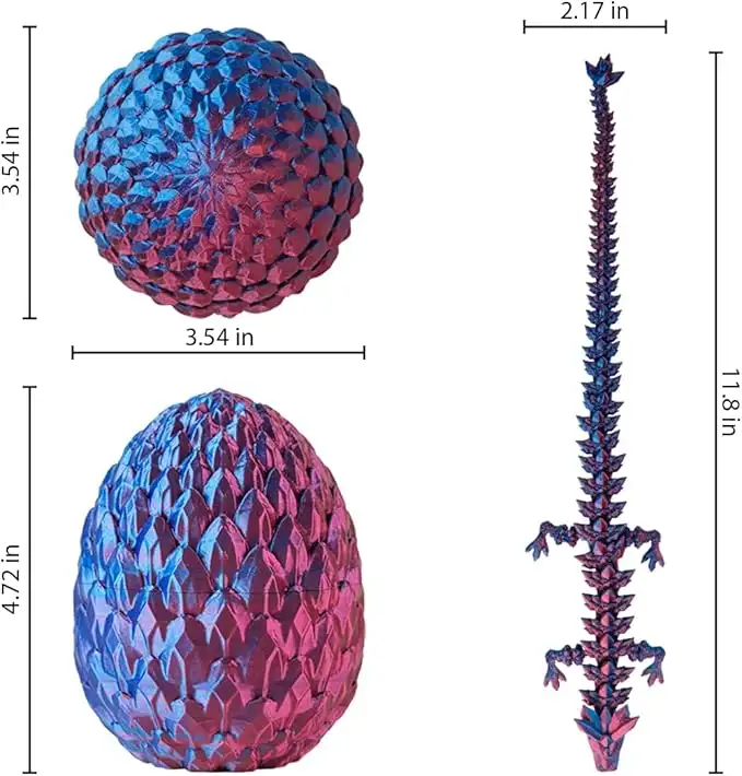 3D Printed Dragon in Egg, Beautiful Flexible Crystal Dragon,3D Printed Gifts for Adults and Kids