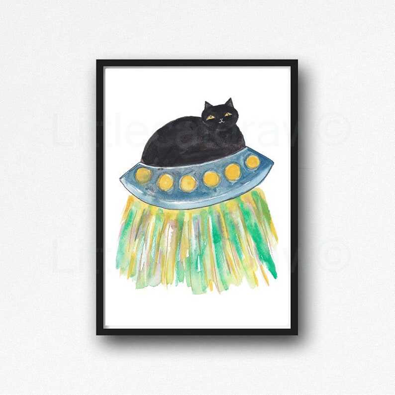 Black Cat Print Painting Print Cat Lover Gift Cat Decor Cat Art Decor Wall Art Home Decor Cat Lover Gift Unframed Select Your Print