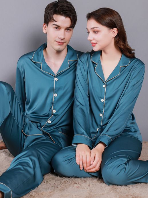 Regular Sleeve Others Simple Regular Fit Plain Matching Couple Pajama Set