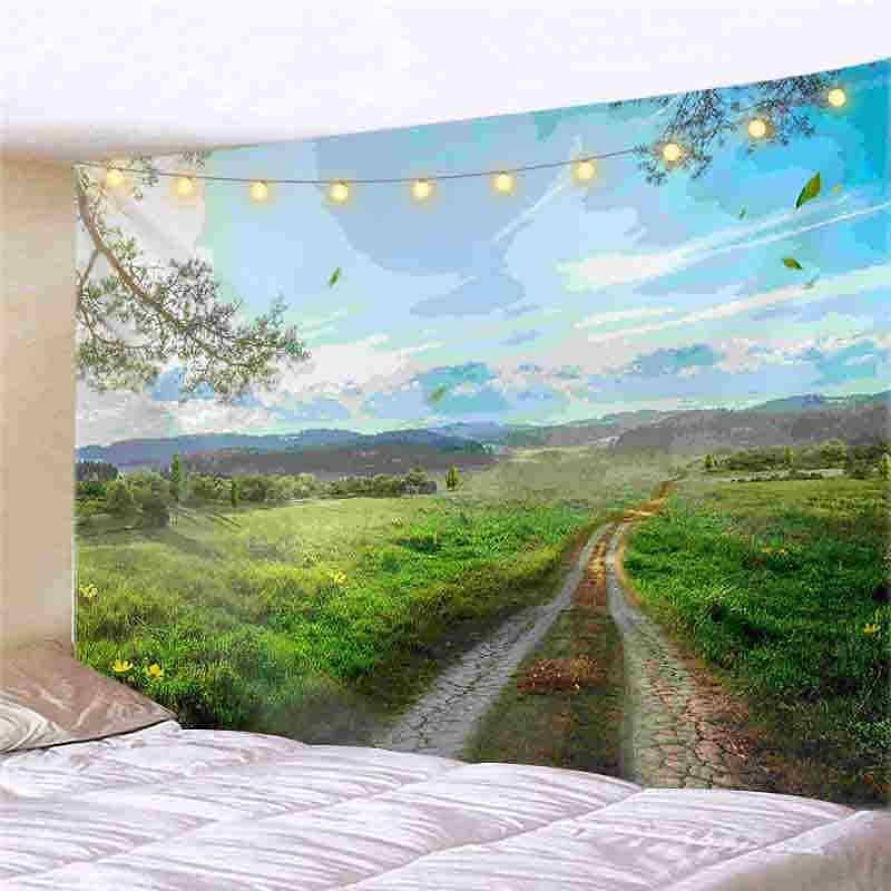 Landscape LED Lights Wall Tapestry Art Decor Forest Reindeer Print