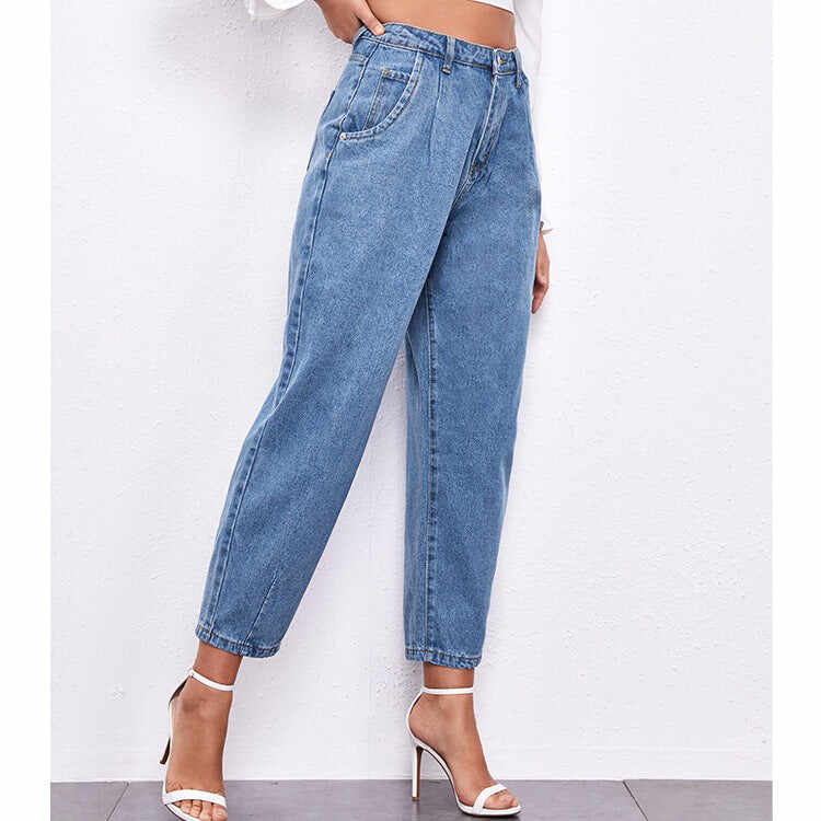 Loose High Waist Washed Daddy Pants Women