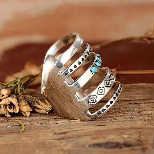 Hot Sale 49% OFFSterling Bohemian Openwork Carved Turquoise Ring