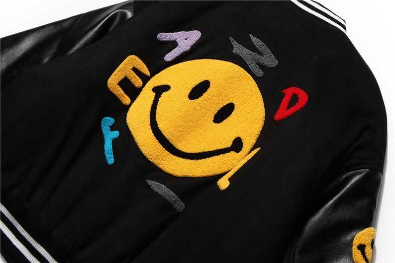 Smiling Face Bomber Varsity Jackets