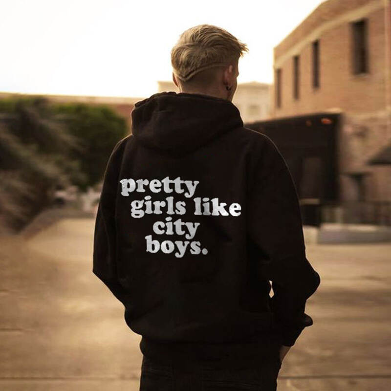 Pretty Girls Like City Boys Print Hoodie