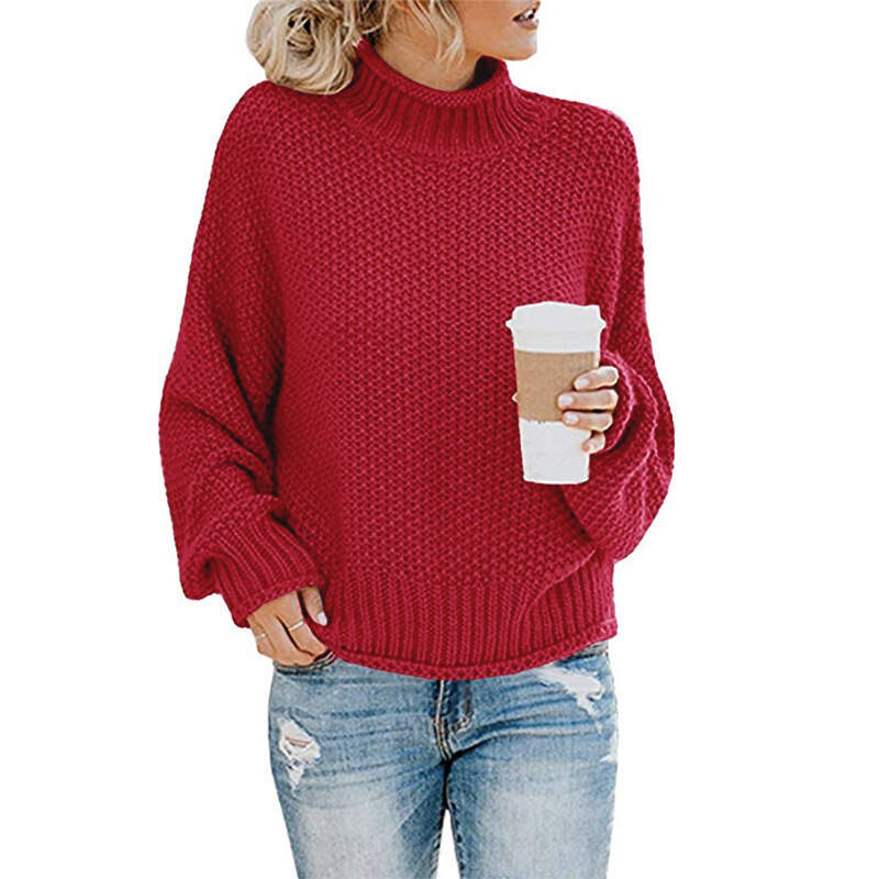 Women's Knitted Solid Color Long Sleeve Comfortable Casual Sweater