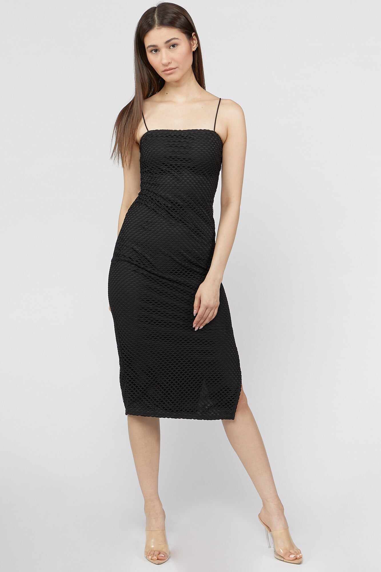 Women Apparel | Netted Mesh Bodycon Midi Dress Black Forever21 - BY66335