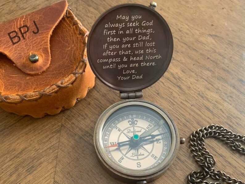 Personalized Engraved Working Compass with Custom Handwriting, Gift for Men Anniversary, Gifts for Dad Birthday