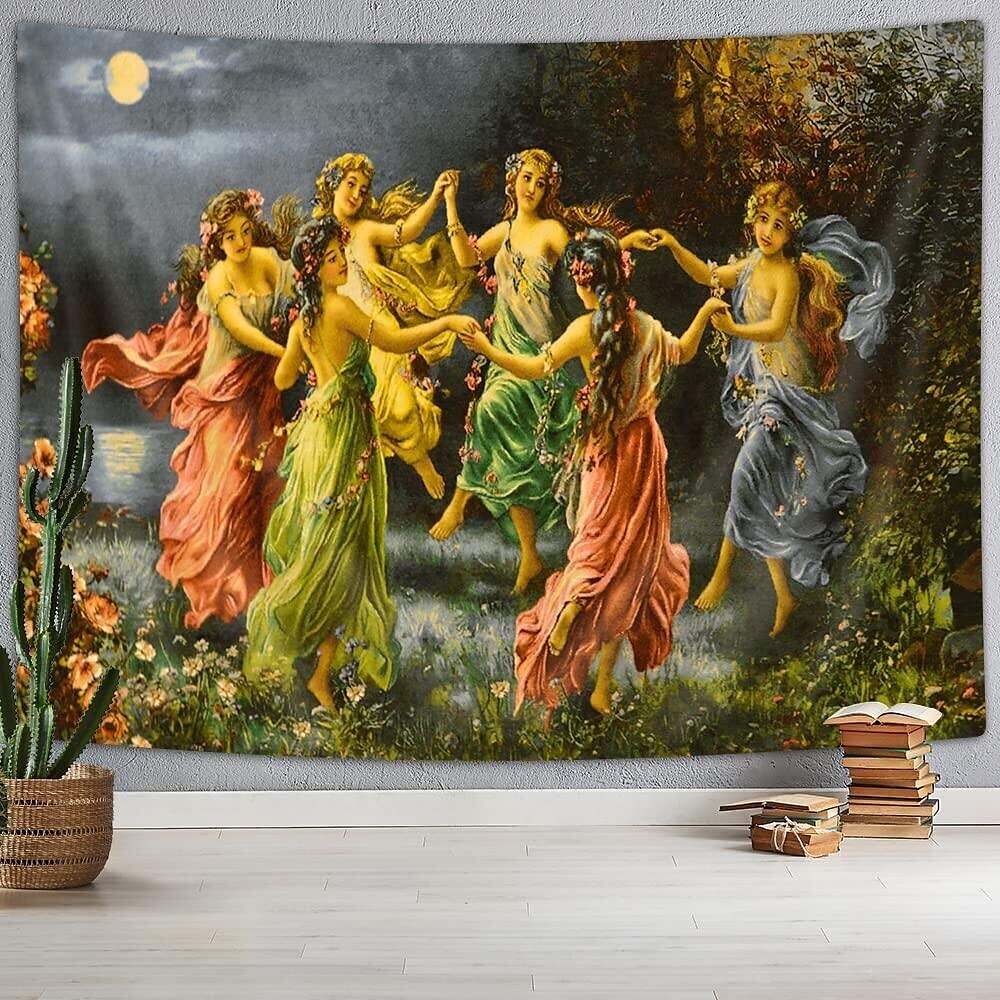 Greek Goddess Tapestry Wall Medieval Art Decor