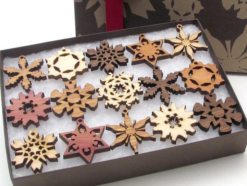 Mini Snowflake Ornaments from Nestled Pines - Gift Box set of 15 . All New Designs