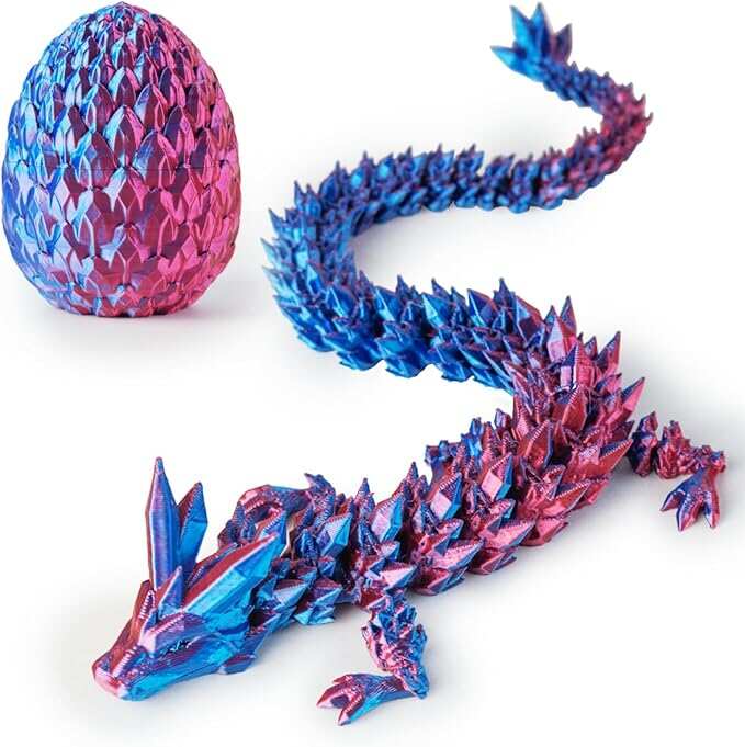 3D Printed Dragon in Egg, Beautiful Flexible Crystal Dragon,3D Printed Gifts for Adults and Kids