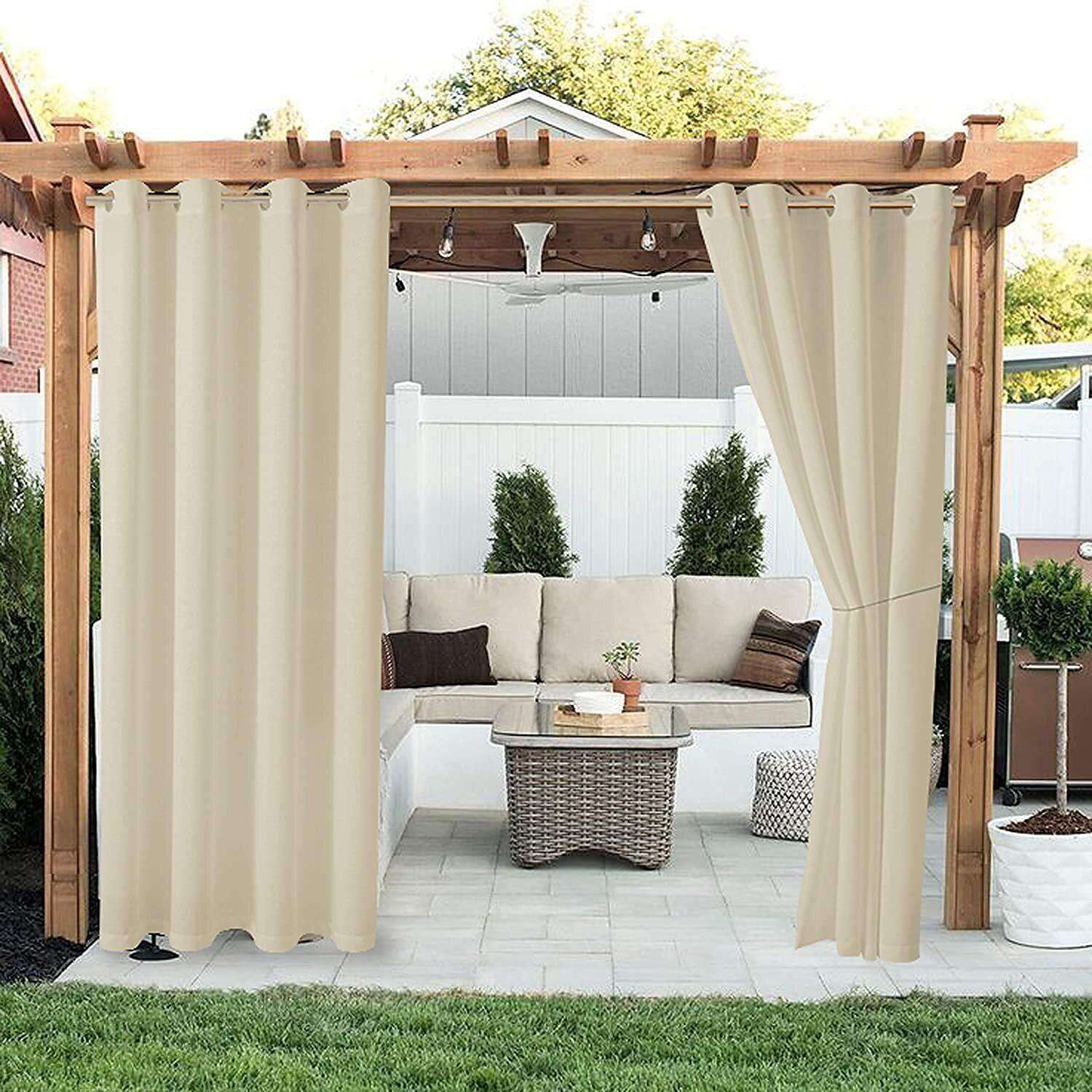 Waterproof Outdoor Curtain Privacy, Sliding Patio Sheer Curtain