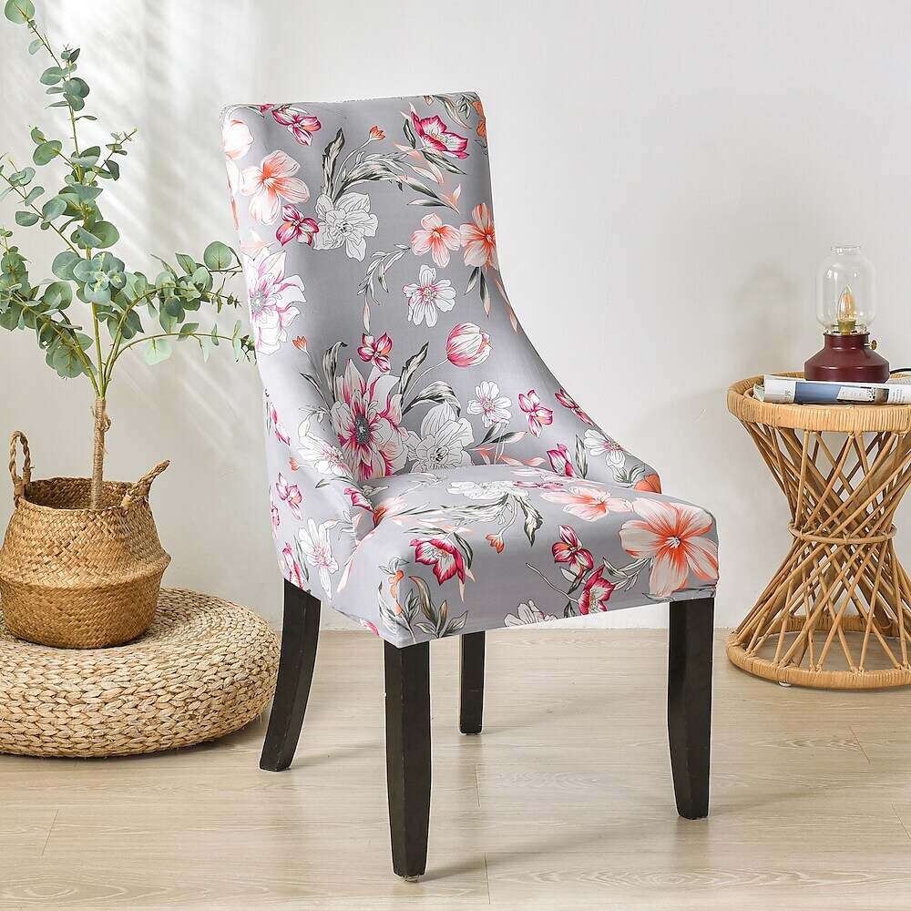 Stretch Wingback Chair Cover Boho/Flower Pattern