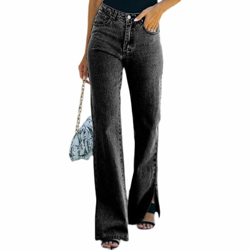 Casual Trousers Slit Wash Jeans